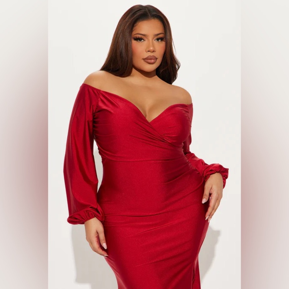 Elegant Red Off-Shoulder Dress